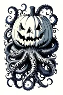 jack o lantern, tentacles, eldritch, deep space tattoo design idea