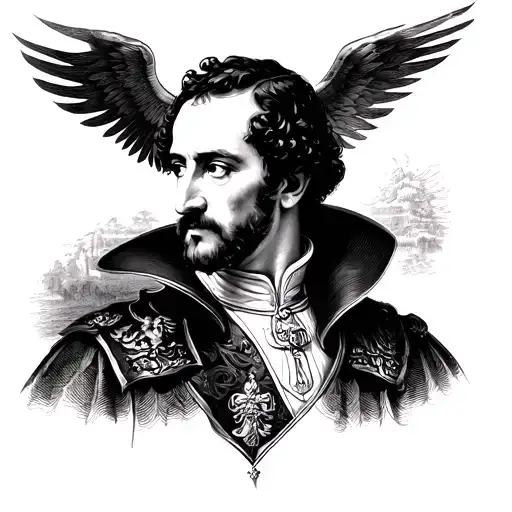 I want a tattoo on covering my full shoulder of design covering pictures of niccolo Machiavelli,Sun Tzu, Napoleon Bonapa tattoo design idea