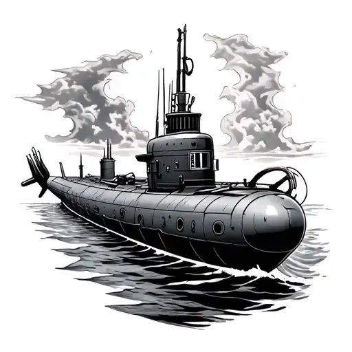 traditional sailor jerry ww2 submarine tattoo design idea