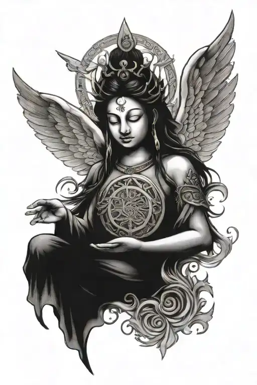 in utero angel nirvana symbol buddhism tattoo design idea