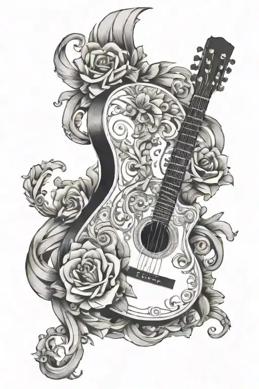 Roman guitar charlene tattoo design idea