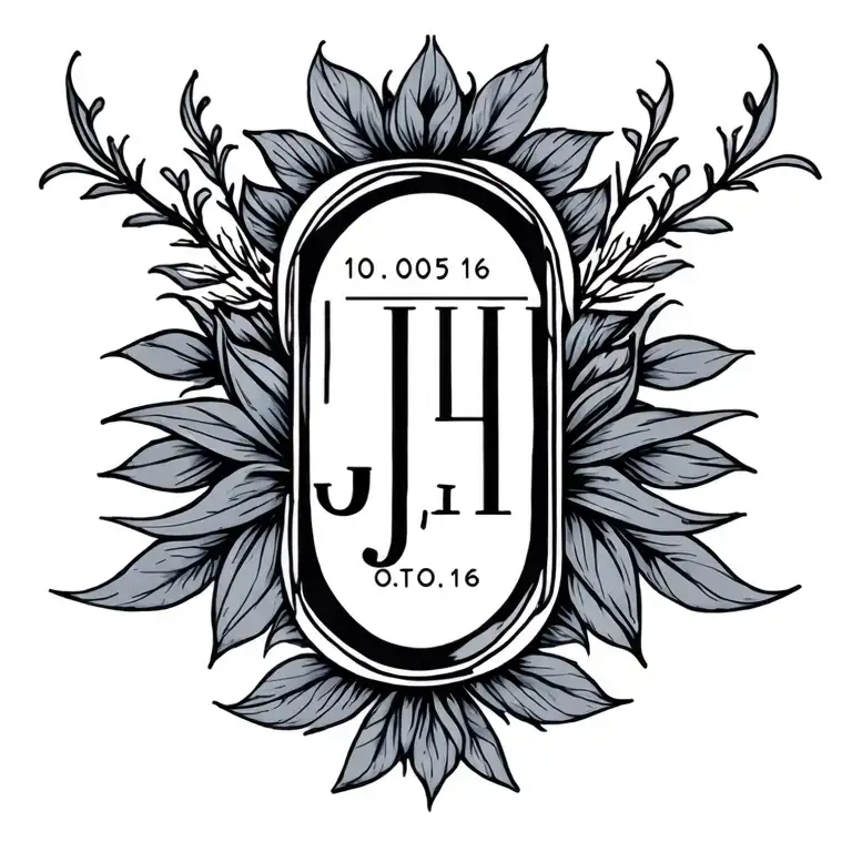 initials JJH and date 10.05.16 minimal line art tattoo design idea