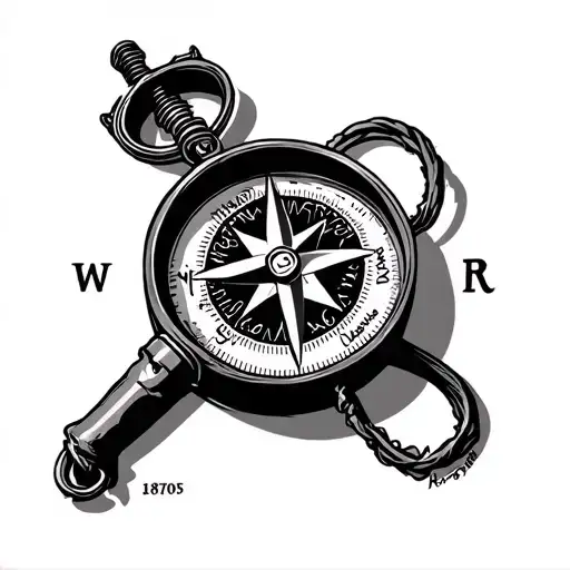 Compass with cross saying follow jesus and love mom and dad and has number 18705 tattoo design idea