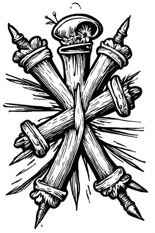three nails cross tattoo design idea