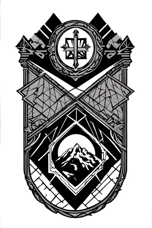 cound of monte Cristo fine line geometric, symbols tattoo design idea