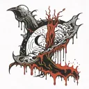 moon-with-liquid-blood-flows-down-half cyber sigilism many many many many curves lines, detailed horror, blood tattoo design idea