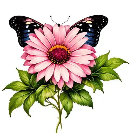 flower with butterfly with fingerprint tattoo design idea