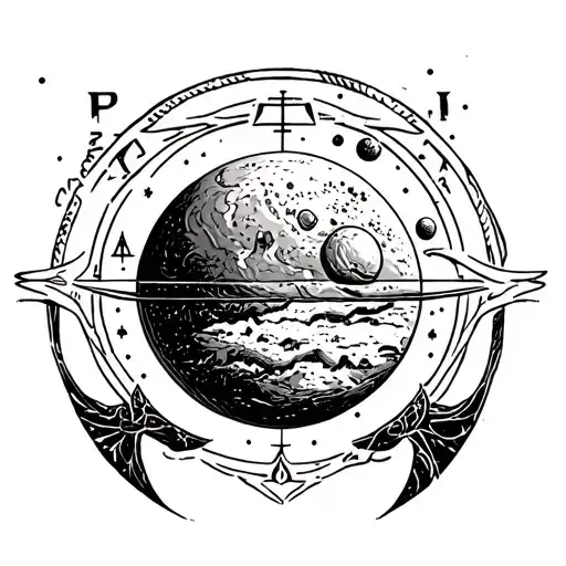 Symbol for Pluto, filled in with the actual surface of Pluto. tattoo design idea