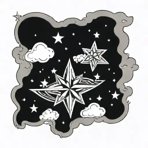 clouds stars forming the shape tattoo design idea