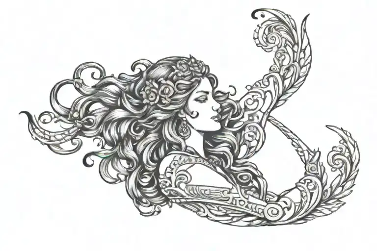 Virgo goddess surrounded tattoo design idea