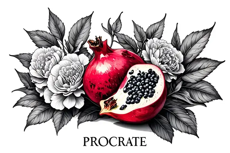 infertility awareness pomegranate and carnations tattoo design idea