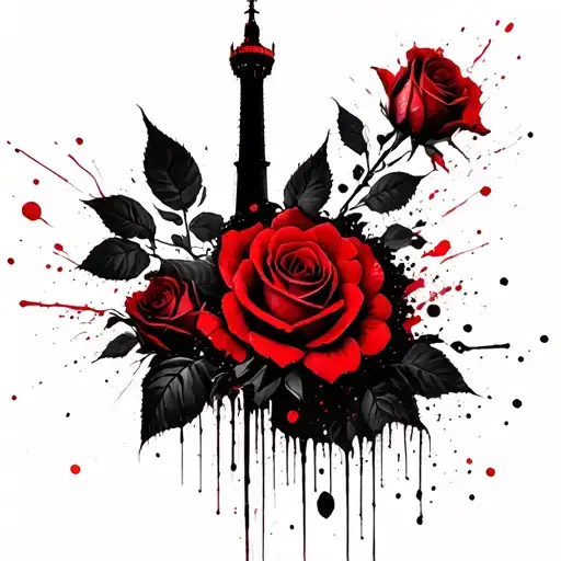 stephen king dark tower with roses tattoo design idea
