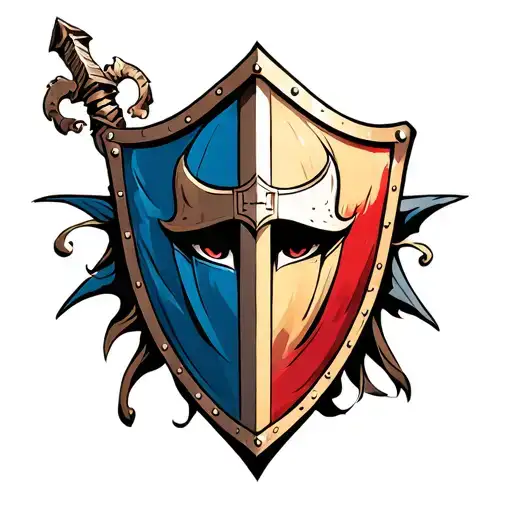 Knight Templar Moor head shield first name Chloélie tattoo design idea