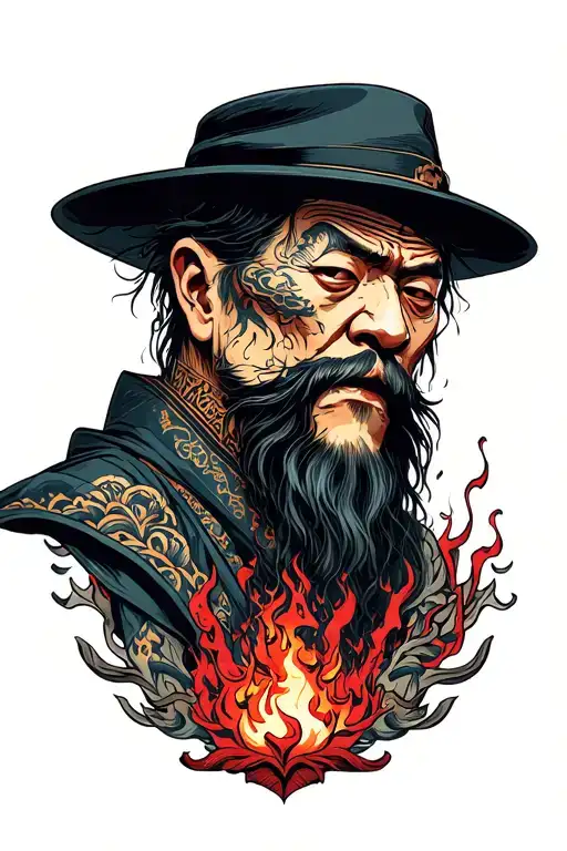Misunderstood gangster looking at the gates of hell.  tattoo design idea