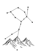 constellations above mountain range tattoo design idea