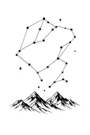 constellations above mountain range tattoo design idea
