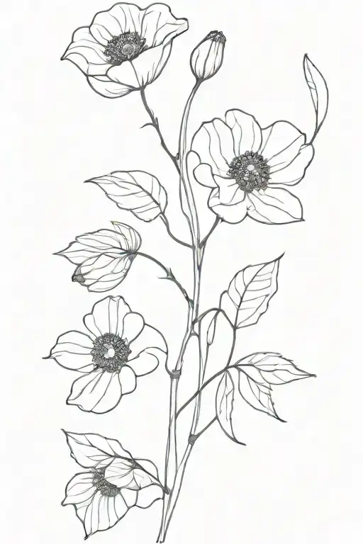 nightshade plant intertwined with poppy flower tattoo design idea