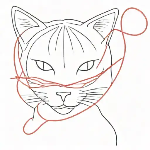 red string with cat ears tattoo design idea