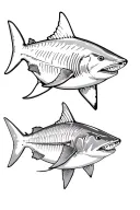 Great white shark with striped bass fish tattoo design idea