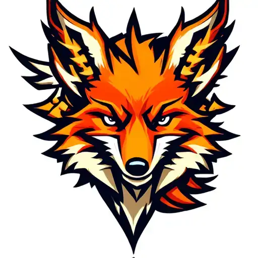"Fenix Defense Tech" Military Style Fox Head with Phoenix Body with strength logo tattoo design idea
