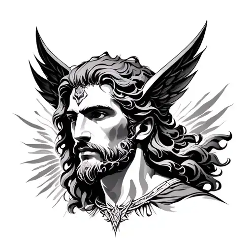 helios god handsome tattoo design idea