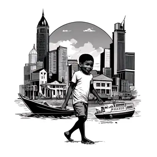 dominican republican city cotui background and maryland city interwine with a little dominican boy walikng into the bac  tattoo design idea