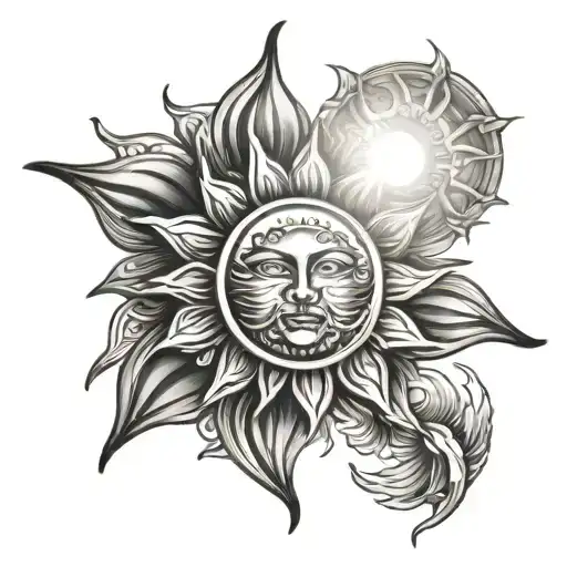 bright sun tattoo design idea