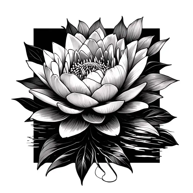 water lily flower and peony flowers tattoo design idea