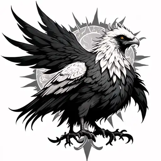 create a phoenix tattoo with sun symbolism. make it edgy and gothic but masculine.  tattoo design idea