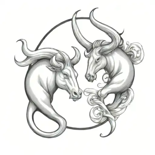 aquarius and Taurus combined together tattoo design idea
