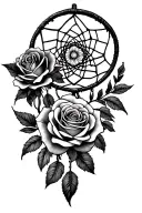 coverup tattoo design featuring roses and a dream catcher tattoo design idea