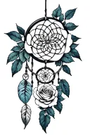 coverup tattoo design featuring roses and a dream catcher tattoo design idea