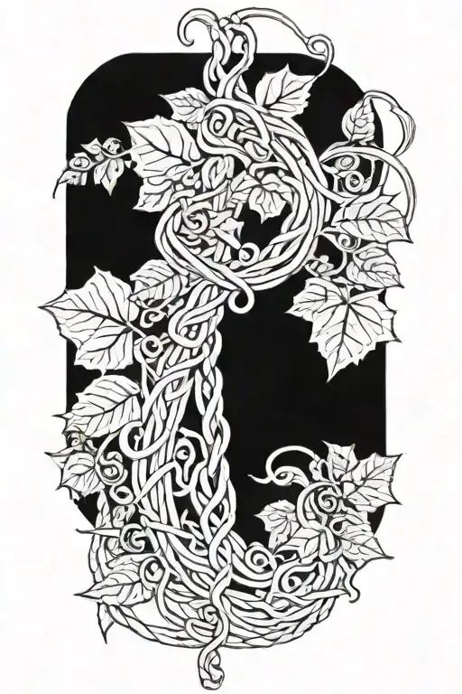 climbing ivy with spiral tendrils climbing up a rope tattoo design idea