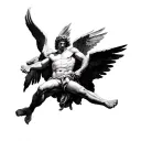 icarus falling with the hands of god  tattoo design idea