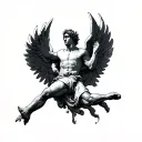 icarus falling with the hands of god  tattoo design idea