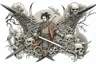 sword graveyard scene tattoo design idea