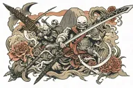 sword graveyard scene tattoo design idea