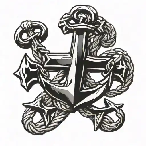 anchor and cross intertwined tattoo design idea