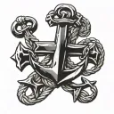anchor and cross intertwined tattoo design idea