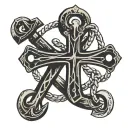 anchor and cross intertwined tattoo design idea