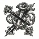anchor and cross intertwined tattoo design idea