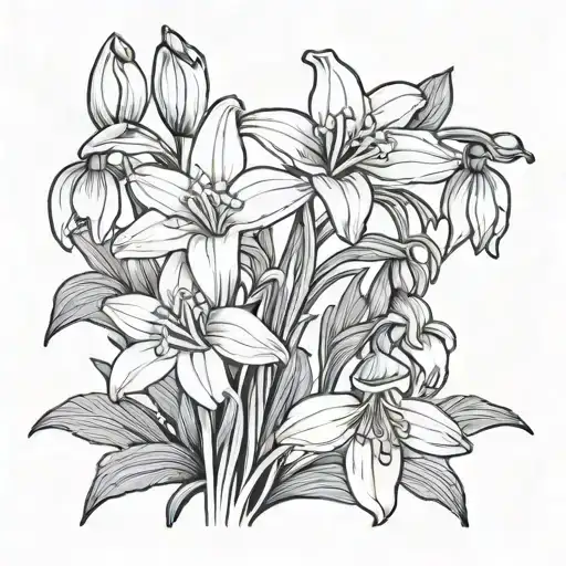 snowdrop carnation flowers intertwined tattoo design idea
