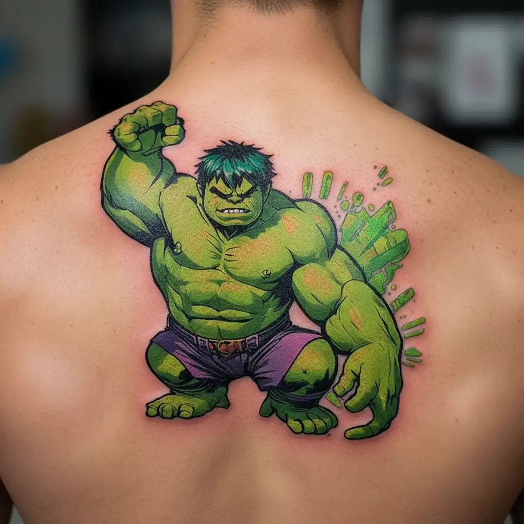 baby hulk mixed tattoo design idea