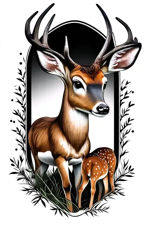 buck and baby doe symbolizing big brother that passed away  tattoo design idea