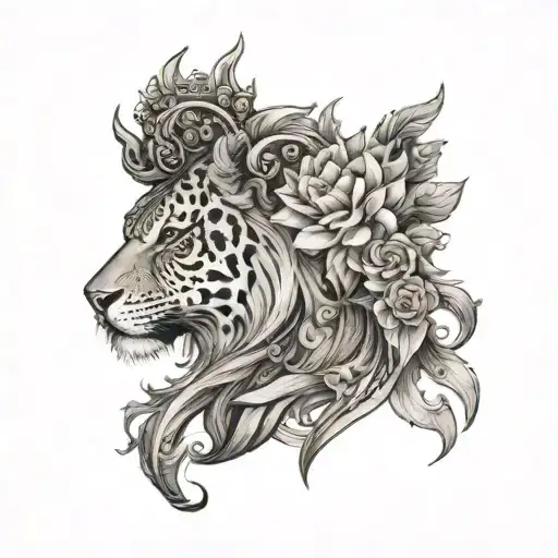 A realistic style tattoo covering the shoulder blade and arm, composed of symbolic and emotional elements. A majesty tattoo design idea