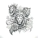 A realistic style tattoo covering the shoulder blade and arm, composed of symbolic and emotional elements. A majesty tattoo design idea