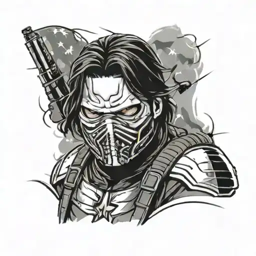 winter soldier masked tattoo design idea