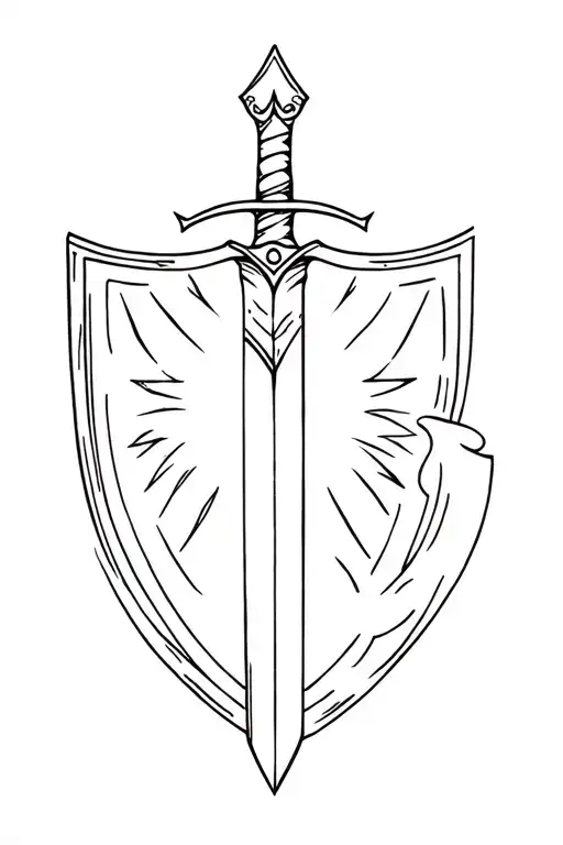 sword of the spirit and shield tattoo design idea