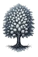A dotwork tattoo design of a family tree with musical notes as leaves, representing the client's strong connection to both family and music tattoo design idea