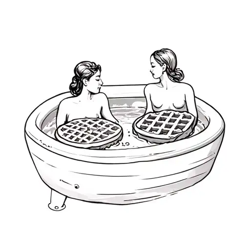 two chocolate waffles sitting inside a jacuzzi tattoo design idea